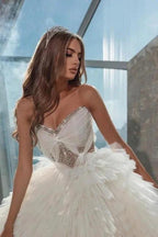 Extravagant A-line Princess Sleeveless Wedding Dresses With Crystal by misshow.com