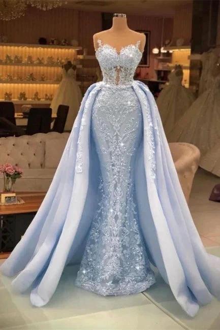 Extravagant evening dresses long lace | Prom dresses blue by misshow.com