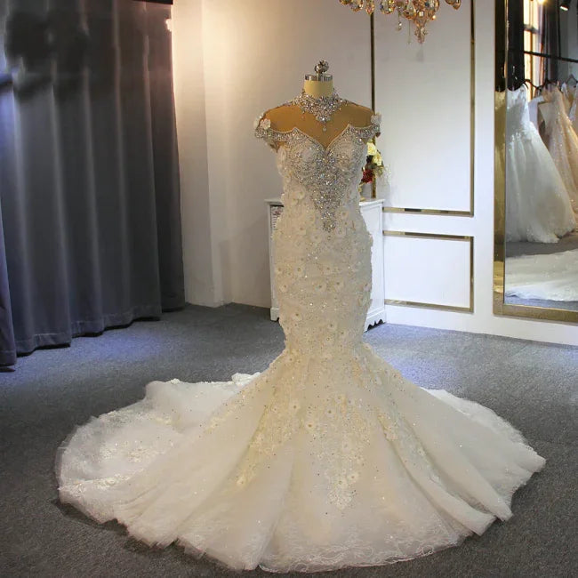 Extravagant wedding dresses mermaid | Wedding dress with lace