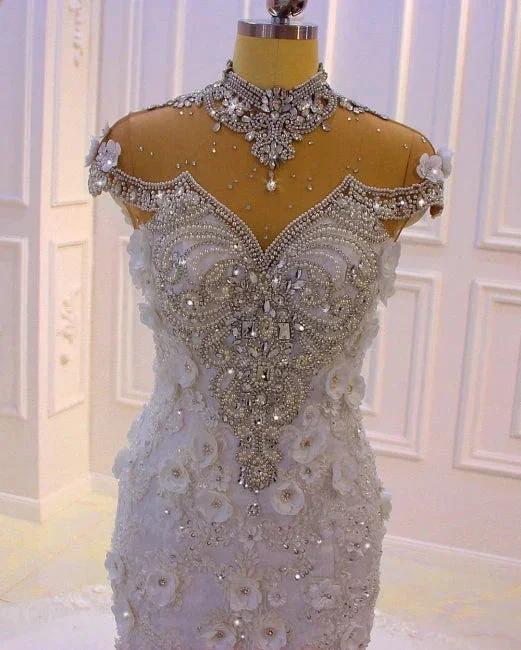 Extravagant wedding dresses mermaid | Wedding dress with lace by misshow.com