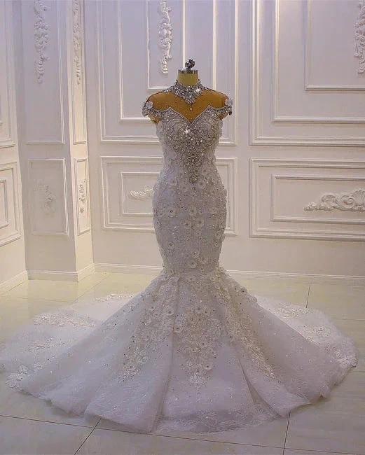 Extravagant wedding dresses mermaid | Wedding dress with lace by misshow.com