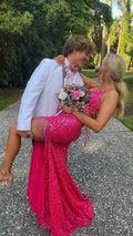 Spaghetti Straps Long Prom Dress With Lace-up Back Sequins Evening Dress Y35 by simplepromdress