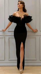 Charming Black Ruffles Mermaid Evening Dress Y99 by simplepromdress