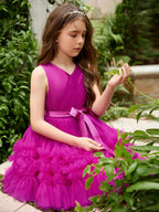 Fuchsia Princess Sleeveless Tulle Flower Girl Dress with Ruffles  (010225236) - photo 5