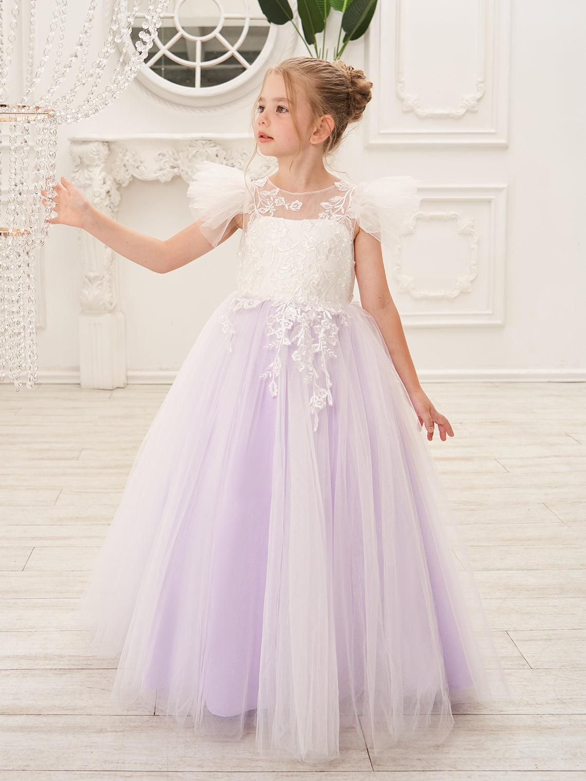 Detachable  Lace Tulle Sweep Train Flower Girl Dress - photo 2