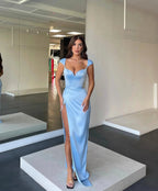 Long Mermaid Sweetheart Satin Prom Dress with Split by BIZTUNNEL