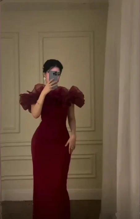 Burgundy Off The Shoulder Evening Dress Sheath Long Party Prom Dress Y7670 by simplepromdress