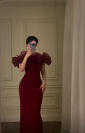 Burgundy Off The Shoulder Evening Dress Sheath Long Party Prom Dress Y7670 by simplepromdress