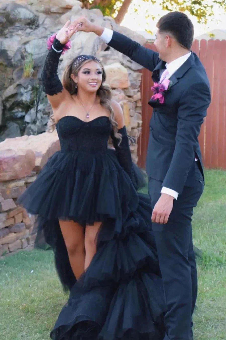 Paige |A-Line Asymmetrical Strapless Tiered Tulle Prom Dress by KissProm