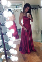 Spaghetti Straps Open Back Floor Length Prom Dress With Slit by BIZTUNNEL