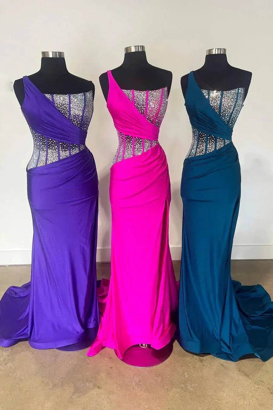 Laylani | Blue Mermaid One Shoulder Long Prom Dresses with Beaded by KissProm