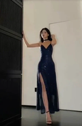Charming Sequins Slit Navy Blue Prom Dress Sexy Evening Dress Y7671 by simplepromdress