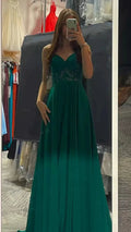 A-line V Neck Green Prom Dress,Green Evening Dress,Graduation Dress Y1836 by simplepromdress