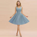 Fabulous A-Line V-Neck Sleeveless Satin Short Bridesmaid Dresses by misshow.com