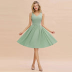 Fabulous A-Line V-Neck Sleeveless Satin Short Bridesmaid Dresses by misshow.com