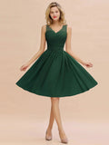 Fabulous A-Line V-Neck Sleeveless Satin Short Bridesmaid Dresses by misshow.com