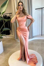 Fabulous Column Satin One Shoulder Sleeveless Prom Dress With Split Front by misshow.com