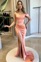 Fabulous Column Satin One Shoulder Sleeveless Prom Dress With Split Front by misshow.com