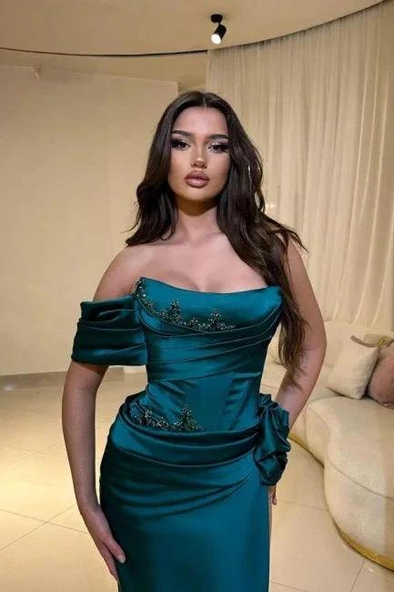 Fabulous Column Satin Scoop Sleeveless Prom Dress With Ruffles by misshow.com