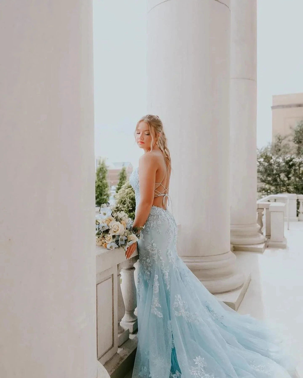 Fabulous Column Tulle Spaghetti Straps Sleeveless Long Prom Dress With Appliques by misshow.com