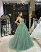 Fabulous Floor Length Sweetheart Sleeveless A-Line Tulle Wedding Dress with Sequins by misshow.com