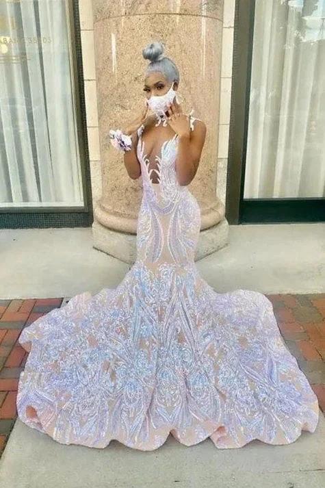 Fabulous High Neck Lace Floor-length Mermaid Prom Dresses by misshow.com