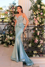 Fabulous Long Green Mermaid Spaghetti Straps Lace Satin Prom Dress by misshow.com