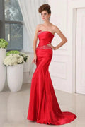 Fabulous Long Red Strapless Sequined Sleeveless Lace-up Prom Dress by misshow.com