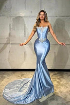 Fabulous Mermaid Satin Sleeveless Prom Dresses With Rhinestone by misshow.com