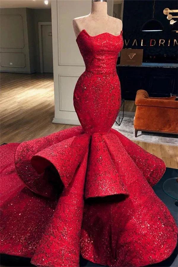 Fabulous Mermaid Strapless Sleeveless Long Prom Dress by BIZTUNNEL