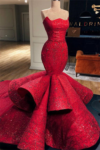 Fabelhaftes trägerloses, ärmelloses, langes Meerjungfrauen-Ballkleid