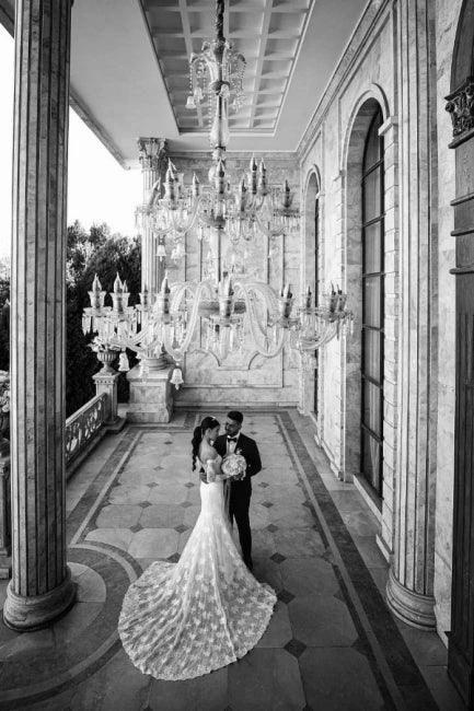 Fabulous Off-the-shoulder Long-Sleeve Mermaid Floor-Length Lace Wedding Dresses with Chapel Train by misshow.com