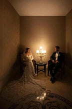 Fabulous Off-the-shoulder Long-Sleeve Mermaid Floor-Length Lace Wedding Dresses with Chapel Train by misshow.com
