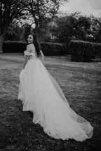 Fabulous Off-the-shoulder Sleeveless A-Line Tulle Wedding Dresses with Appliques by misshow.com