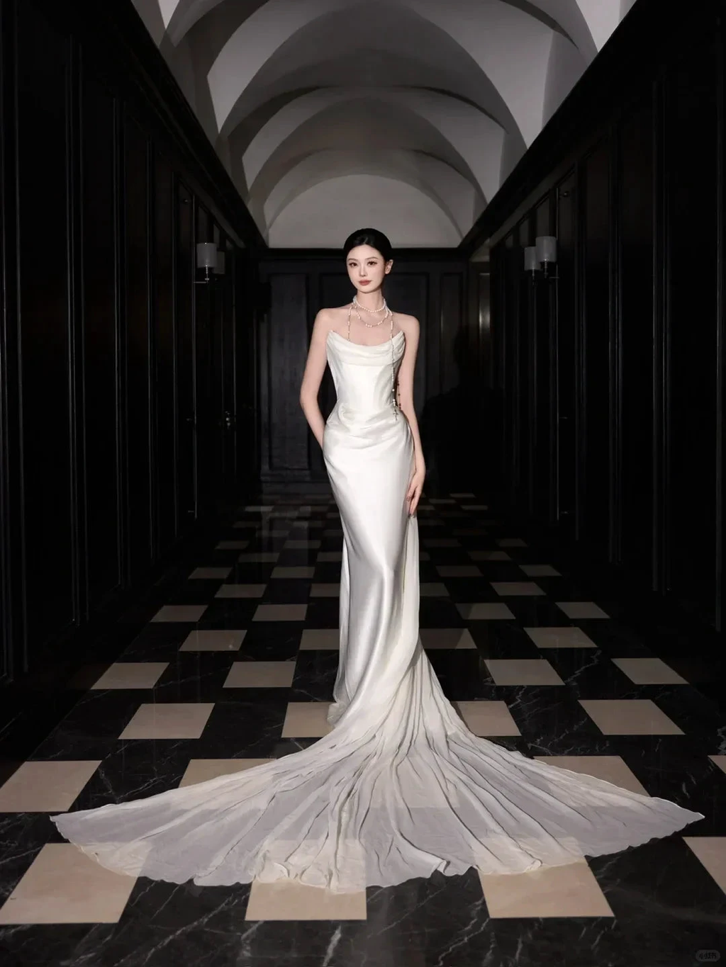 Classy White Satin Chiffon Mermaid Prom Dress,Strapless Long Wedding Dress Y8591 by simplepromdress