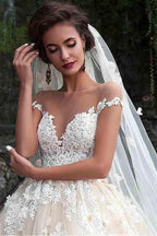 Fantastic Tulle Bateau Neckline Ball Gown Wedding Dresses With Lace WD185 by pgmdress