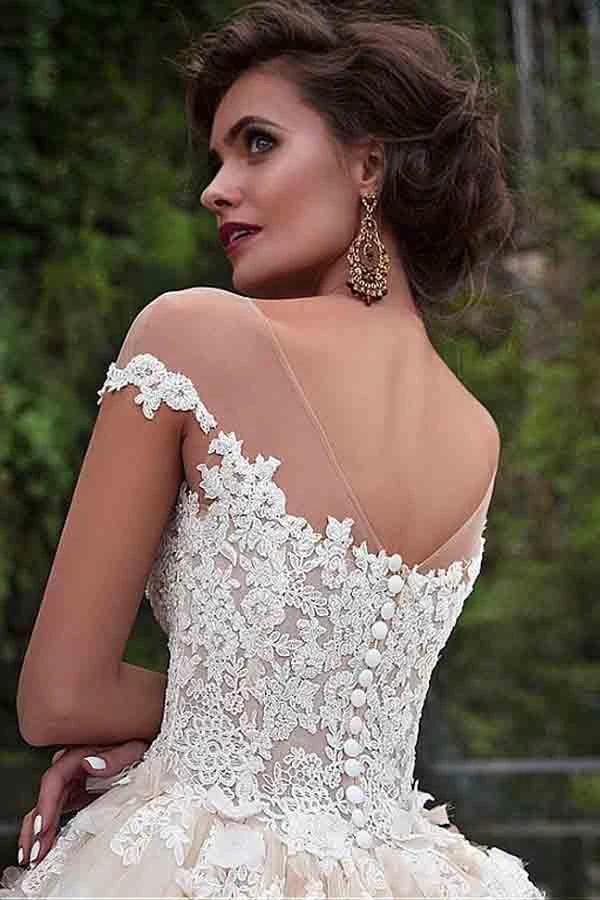 Fantastic Tulle Bateau Neckline Ball Gown Wedding Dresses With Lace WD185 by pgmdress