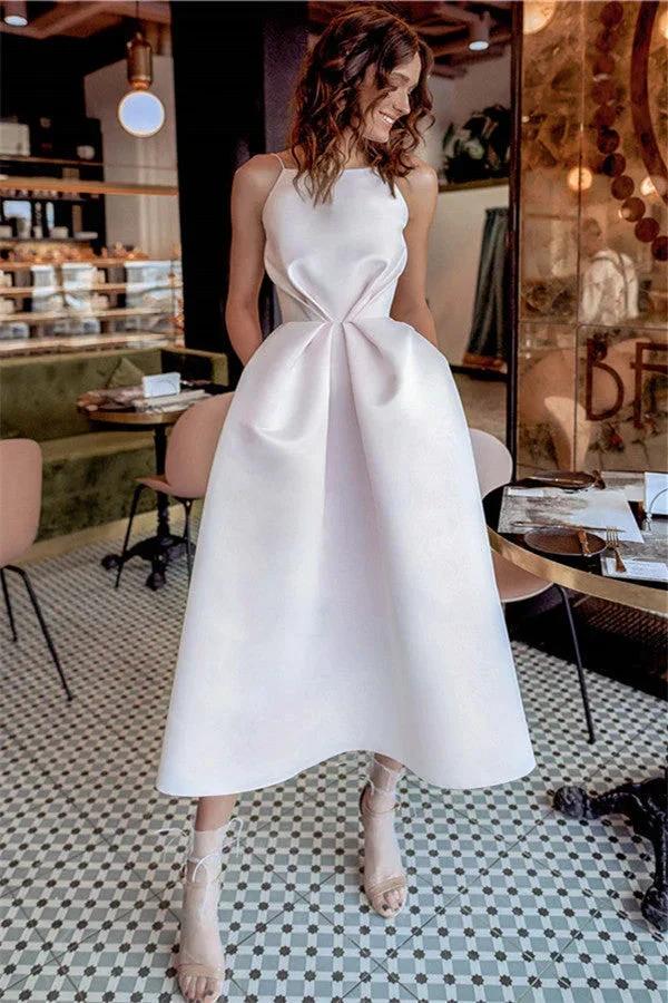 Fascinating Short A-line Backless Prom Dress with Pockets by BIZTUNNEL