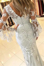 Fashion Evening Dresses Long Lace With Sleeves Floor-Length Evening Wear Prom Dresses by misshow.com