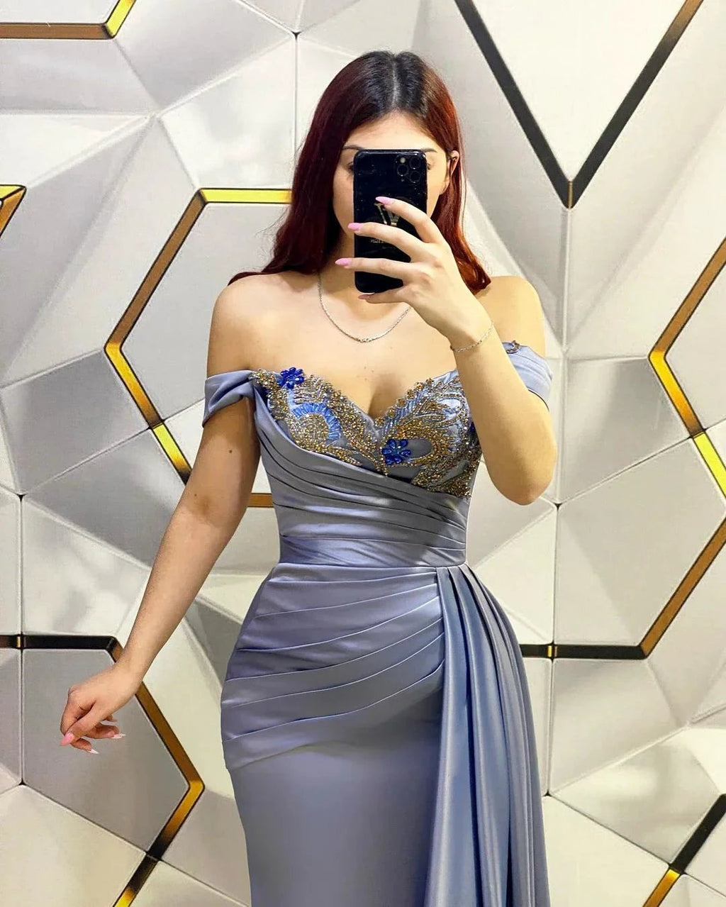 Fashion Long Mermaid Off-the-shoulder Sequined Prom Dress With Ruffles by misshow.com