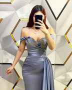 Fashion Long Mermaid Off-the-shoulder Sequined Prom Dress With Ruffles by misshow.com