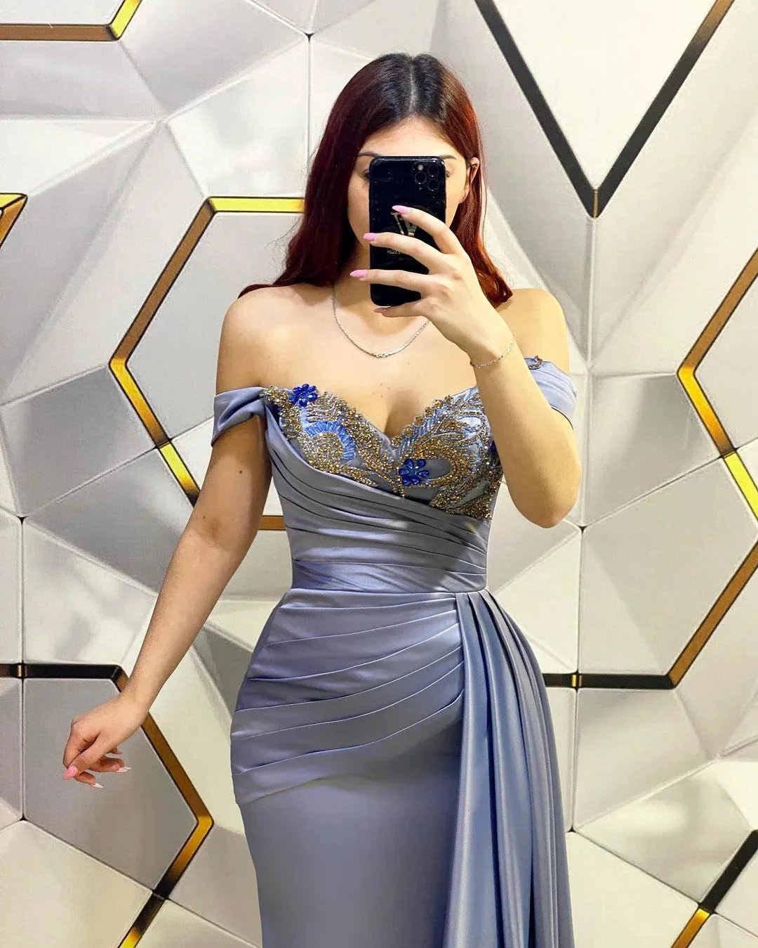 Fashion Long Mermaid Off-the-shoulder Sequined Prom Dress With Ruffles by misshow.com