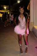 Gorgeous Pink Beaded Feathers Cocktail Dress Homecoming Dress Y7709 by simplepromdress
