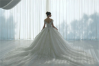Ethereal Ball Gown Off-the-Shoulder Illusion Lace Wedding Dress with Beaded Embroidery & Cathedral Train M-002 by ZAPDRESS
