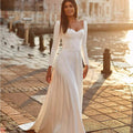 Satin Wedding Dresses For Bride With Long Sleeves Simple Sexy Bridal Gowns Sweetheart A Line Button Robe De Mariee by payinti