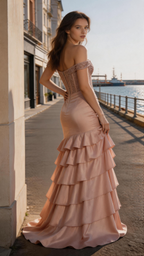 Navy Blue Chiffon Formal Gown by ZAPDRESS