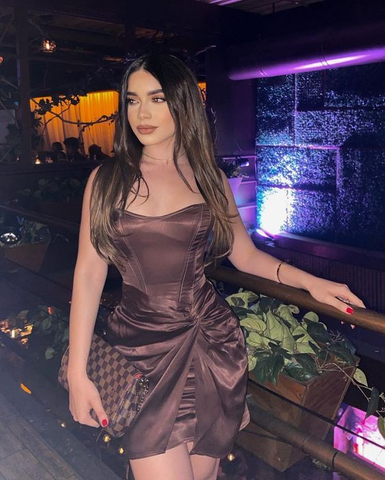 Schlichtes Etuikleid Trägerlos Braun Homecoming Kleid Cocktailkleid Y7691
