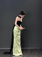 Vintage Strapless Satin Mermaid Prom Dress Long Evening Dress Y8593 by simplepromdress