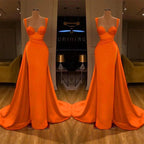 Stunning Long Sweetheart Mermaid Satin Prom Dresses with High Slit by BIZTUNNEL