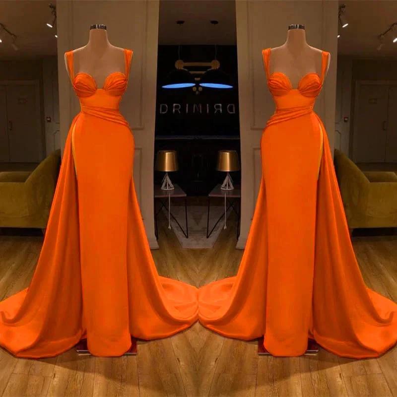 Stunning Long Sweetheart Mermaid Satin Prom Dresses with High Slit by BIZTUNNEL